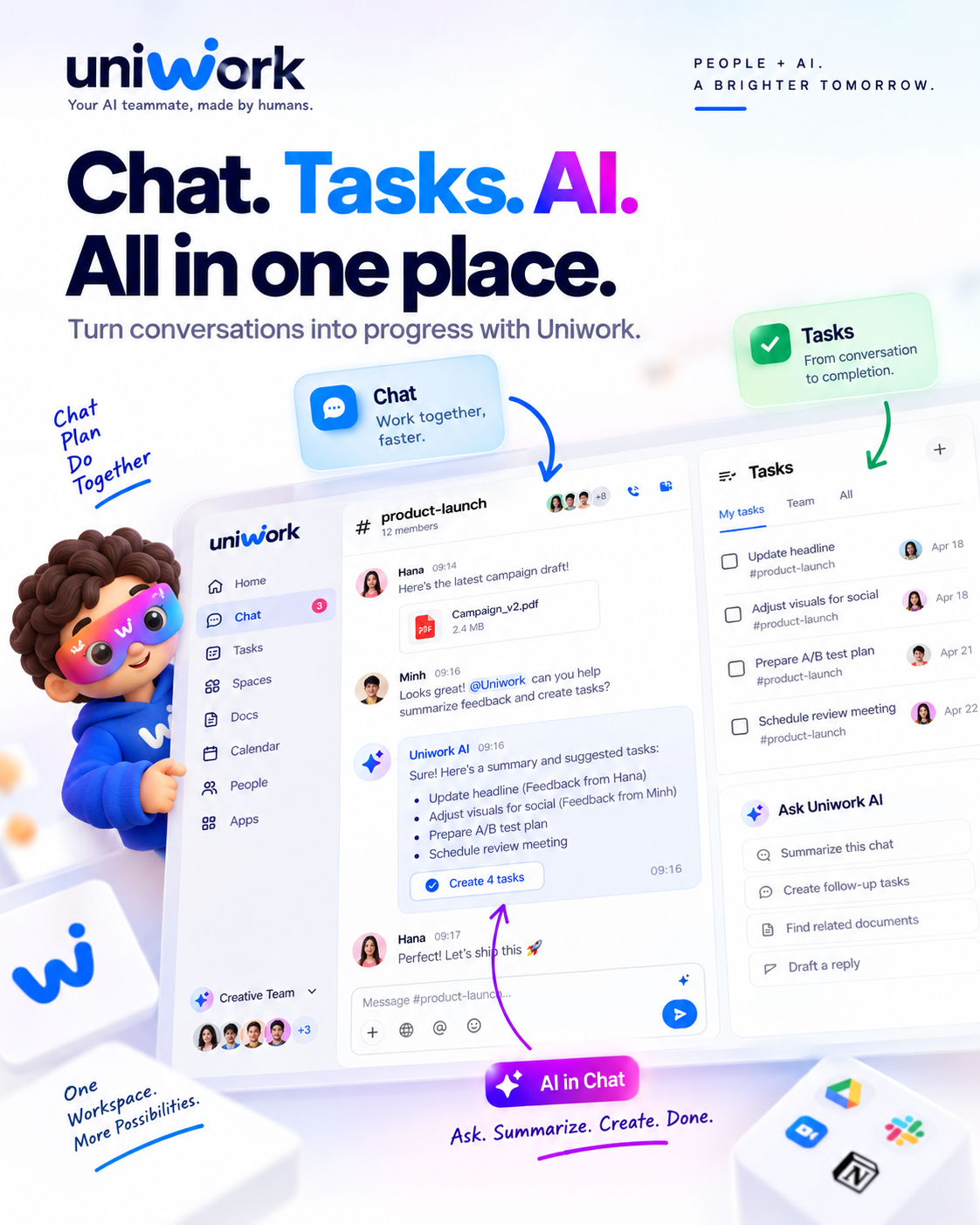 Chat, công việc và AI trong cùng một nơi